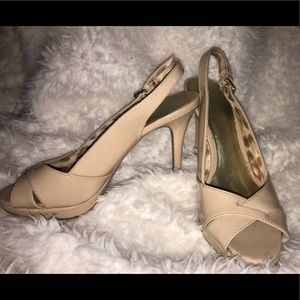 Tan Peep Toe Heels